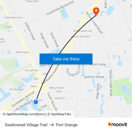 Swallowtail  Village Trail to Port Orange map