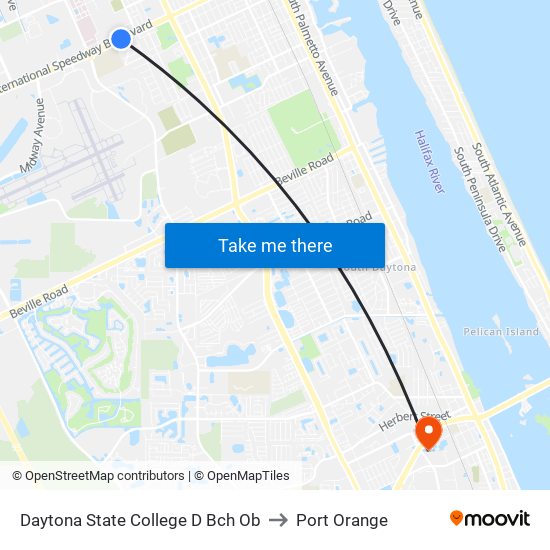 Daytona State College D Bch Ob to Port Orange map