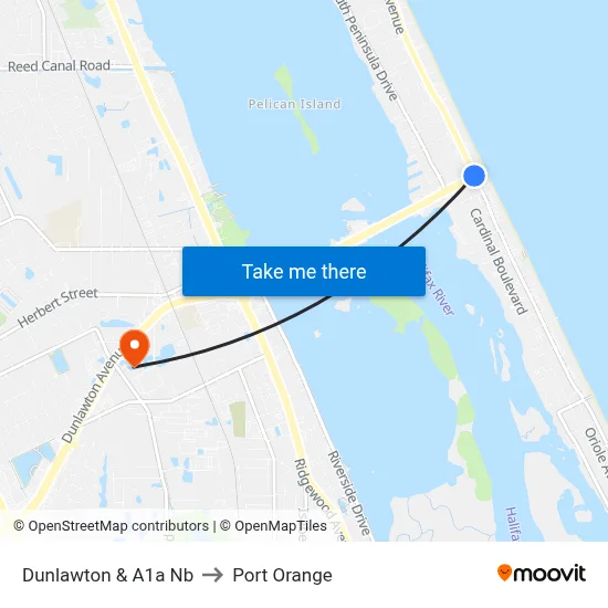 Dunlawton & A1a Nb to Port Orange map