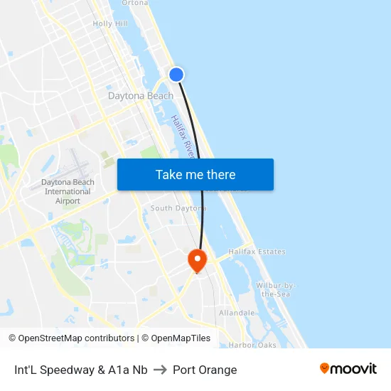 Int'L Speedway & A1a Nb to Port Orange map