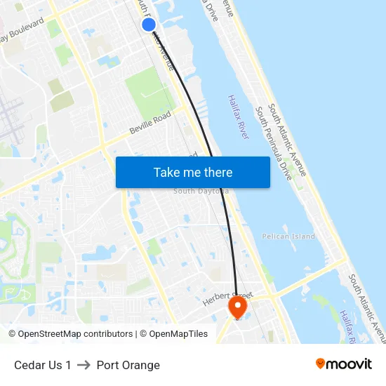 Cedar    Us 1 to Port Orange map