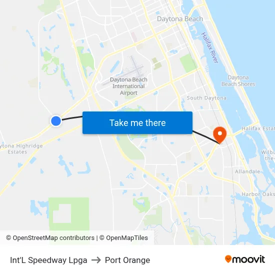 Int'L Speedway  Lpga to Port Orange map