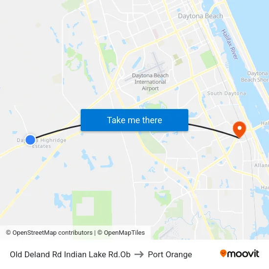 Old Deland Rd  Indian Lake Rd.Ob to Port Orange map