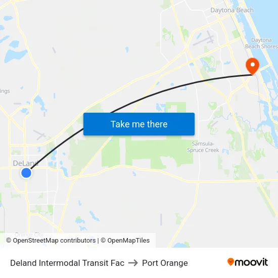 Deland Intermodal Transit Fac to Port Orange map