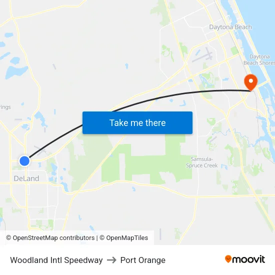 Woodland  Intl Speedway to Port Orange map