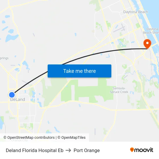 Deland Florida Hospital Eb to Port Orange map