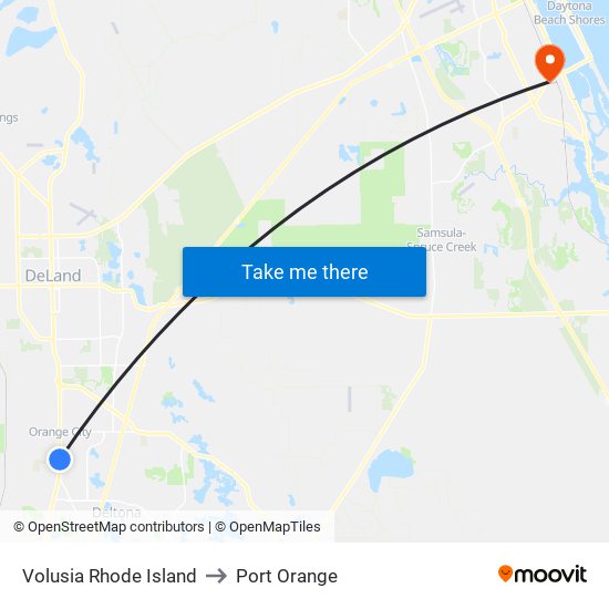 Volusia  Rhode Island to Port Orange map