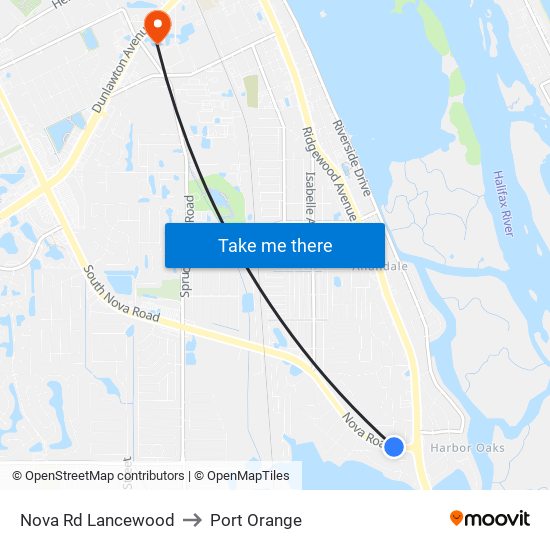 Nova Rd   Lancewood to Port Orange map