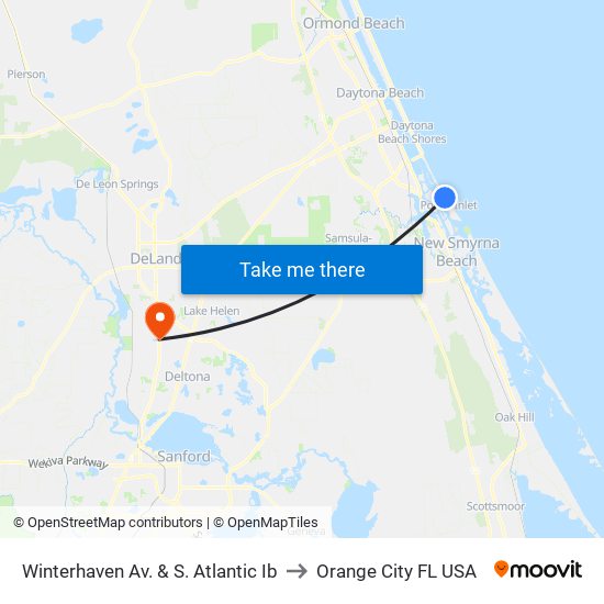 Winterhaven Av. & S. Atlantic Ib to Orange City FL USA map
