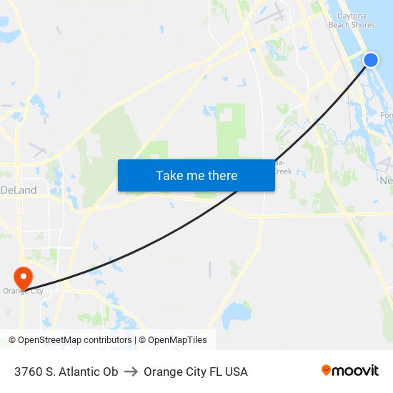 3760 S. Atlantic Ob to Orange City FL USA map