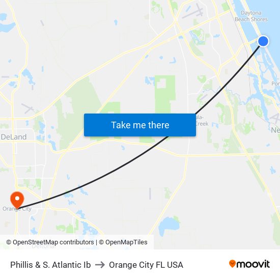 Phillis & S. Atlantic Ib to Orange City FL USA map