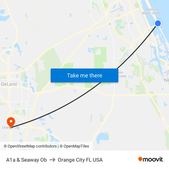 A1a & Seaway Ob to Orange City FL USA map