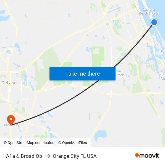 A1a & Broad Ob to Orange City FL USA map