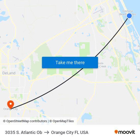 3035 S. Atlantic Ob to Orange City FL USA map