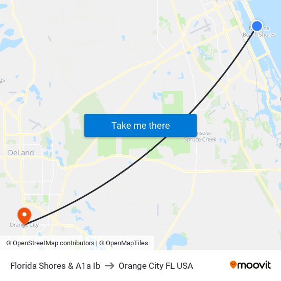 Florida Shores & A1a Ib to Orange City FL USA map