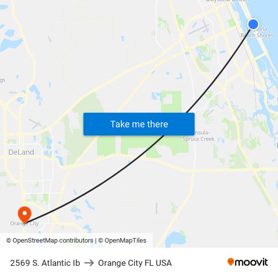 2569 S. Atlantic Ib to Orange City FL USA map