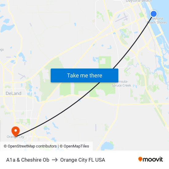 A1a & Cheshire Ob to Orange City FL USA map