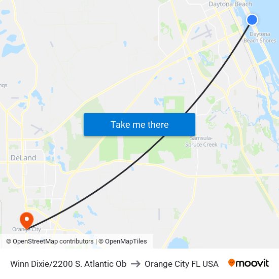 Winn Dixie/2200 S. Atlantic Ob to Orange City FL USA map