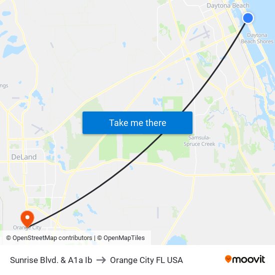 Sunrise Blvd. & A1a Ib to Orange City FL USA map