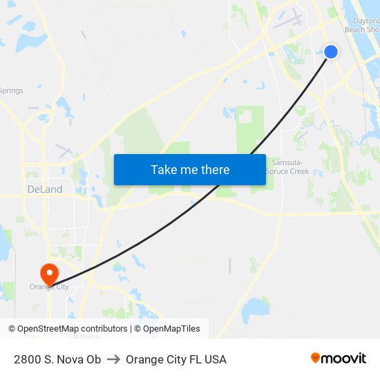 2800 S. Nova Ob to Orange City FL USA map