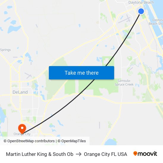 Martin Luther King & South Ob to Orange City FL USA map