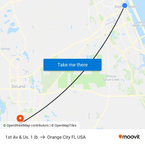 1st Av & Us. 1 Ib to Orange City FL USA map