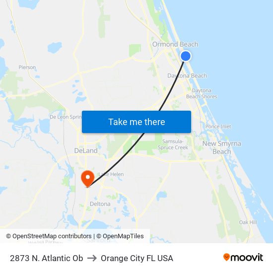 2873 N. Atlantic Ob to Orange City FL USA map