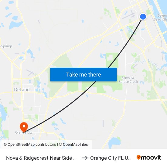 Nova & Ridgecrest Near Side Ob to Orange City FL USA map