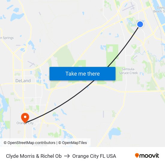 Clyde Morris & Richel Ob to Orange City FL USA map