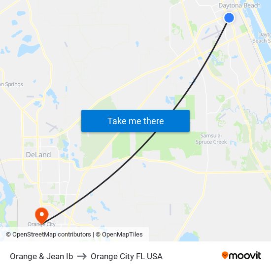 Orange & Jean Ib to Orange City FL USA map