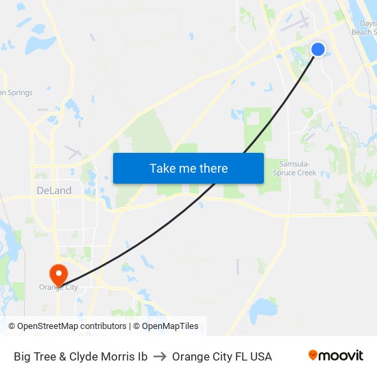 Big Tree & Clyde Morris Ib to Orange City FL USA map