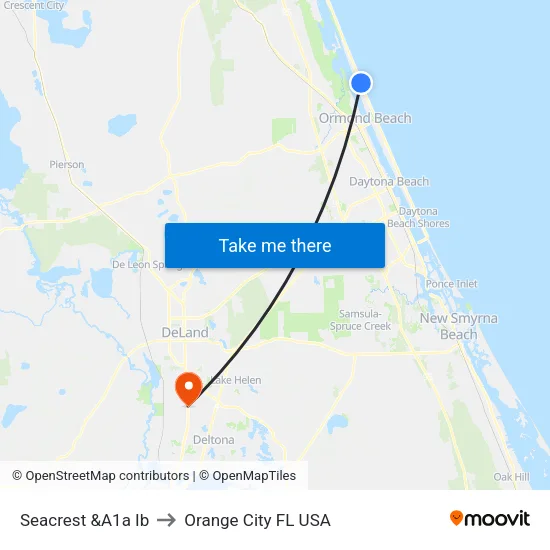Seacrest &A1a Ib to Orange City FL USA map