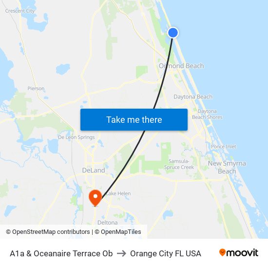 A1a & Oceanaire Terrace Ob to Orange City FL USA map