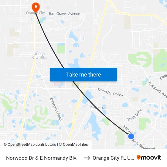 Norwood Dr & E Normandy Blvd Ob to Orange City FL USA map