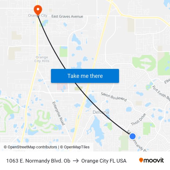 1063 E. Normandy Blvd. Ob to Orange City FL USA map