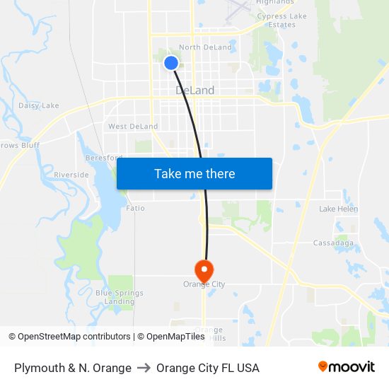 Plymouth & N. Orange to Orange City FL USA map