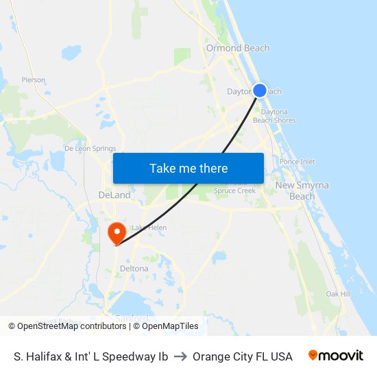 S. Halifax & Int' L Speedway Ib to Orange City FL USA map