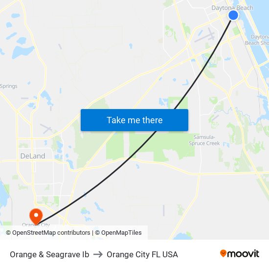 Orange & Seagrave Ib to Orange City FL USA map