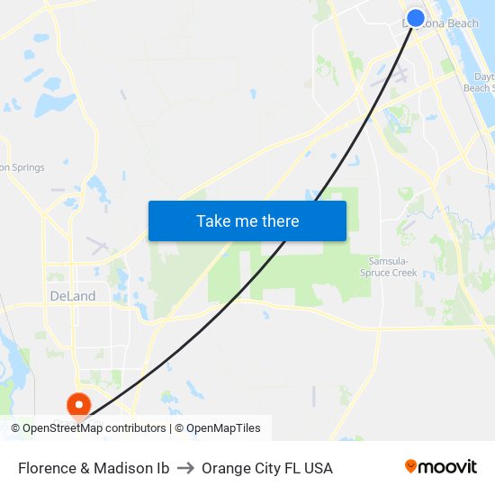 Florence & Madison Ib to Orange City FL USA map