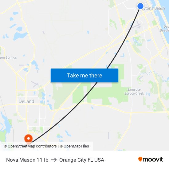 Nova Mason 11 Ib to Orange City FL USA map