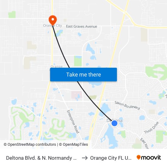 Deltona Blvd. & N. Normandy  Ob to Orange City FL USA map