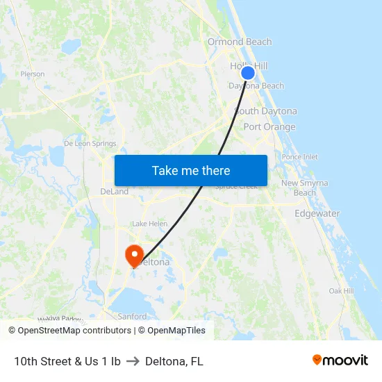 10th Street &  Us 1 Ib to Deltona, FL map