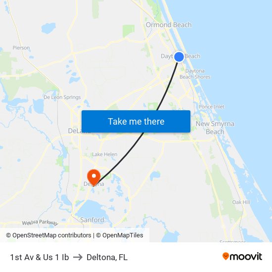 1st Av & Us 1  Ib to Deltona, FL map