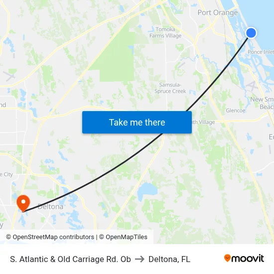 S. Atlantic & Old Carriage Rd. Ob to Deltona, FL map