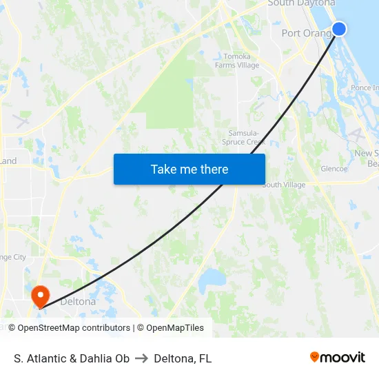 S. Atlantic & Dahlia Ob to Deltona, FL map
