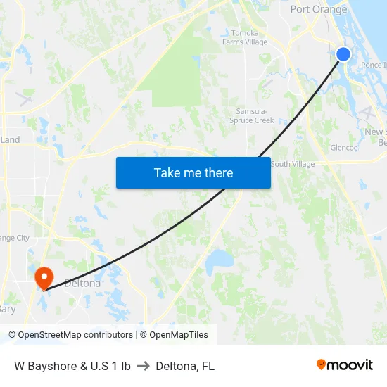 W Bayshore & U.S 1 Ib to Deltona, FL map