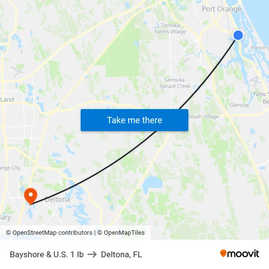 Bayshore & U.S. 1 Ib to Deltona, FL map
