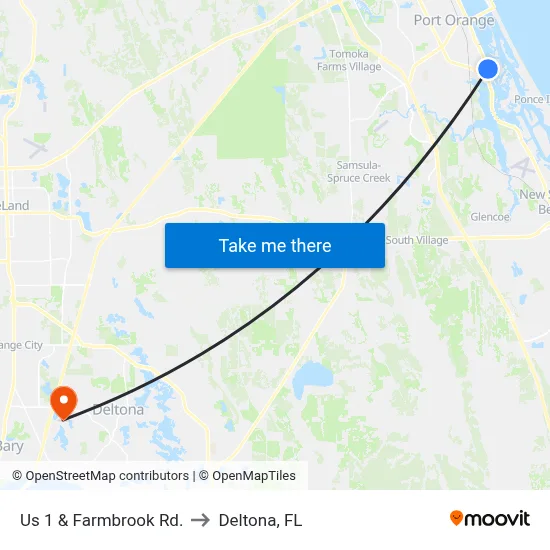 Us 1 & Farmbrook Rd. to Deltona, FL map