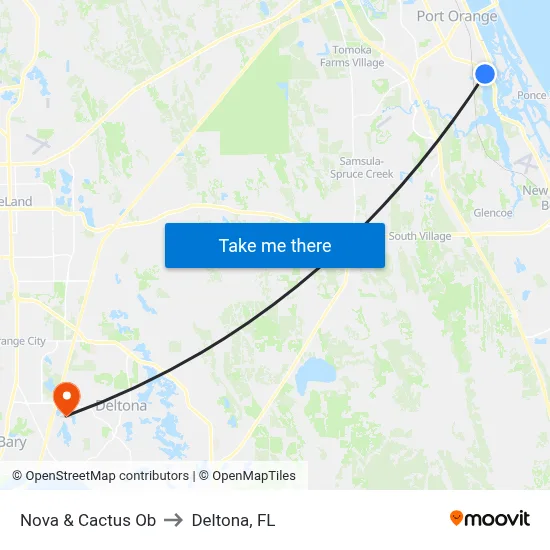 Nova & Cactus Ob to Deltona, FL map