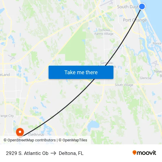 2929 S. Atlantic Ob to Deltona, FL map